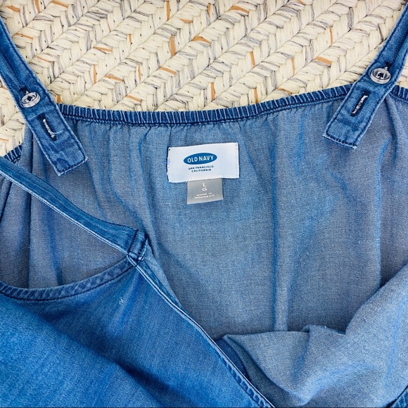 Old Navy chambray tie waist button up romper large - Picture 9 of 10